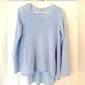 Eileen Fisher 100% linen knit baby blue high low sweater